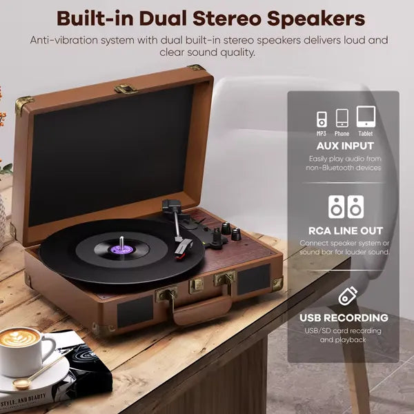 BeboBeat Record Player With Speakers