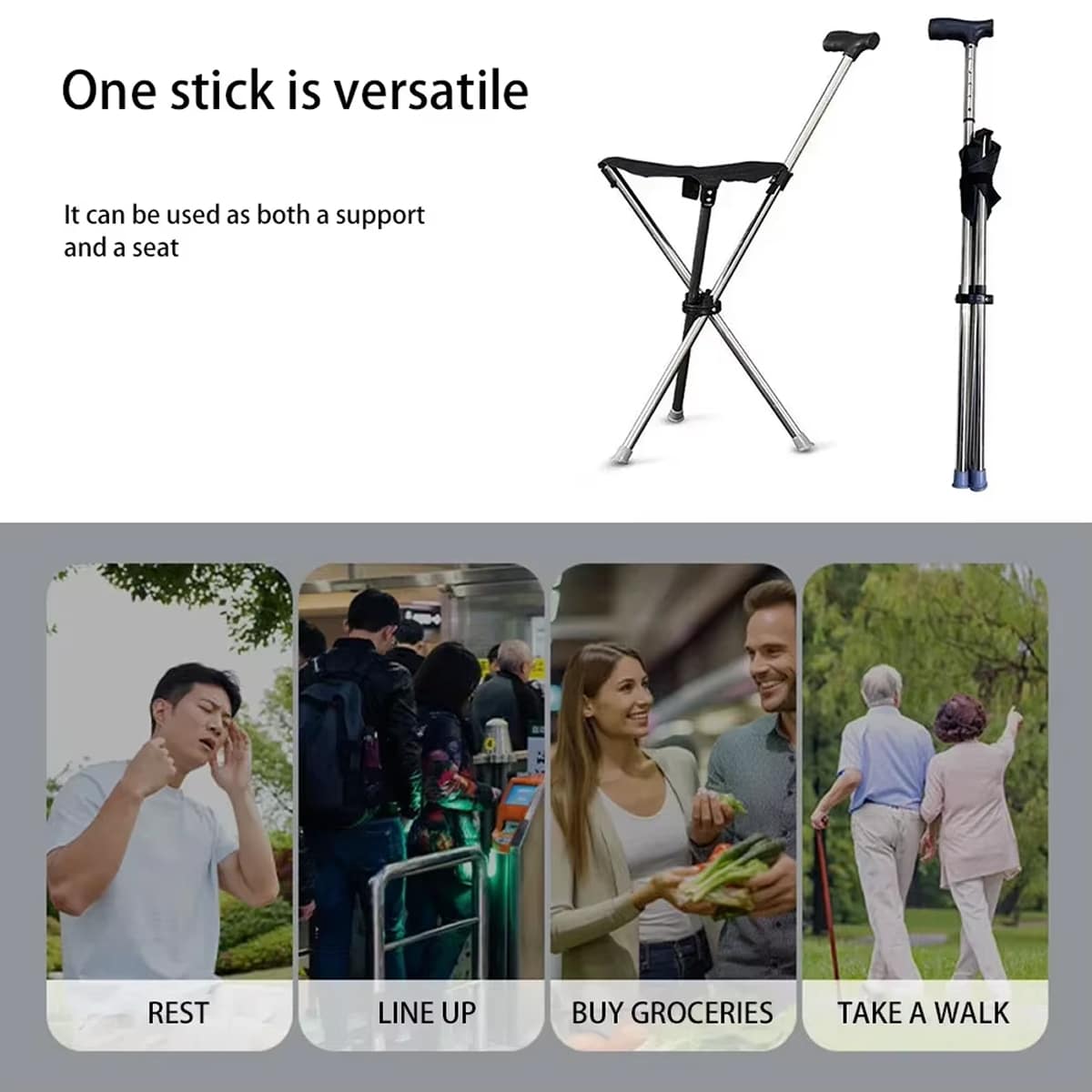 YasuSeat Walking Stick With Seat